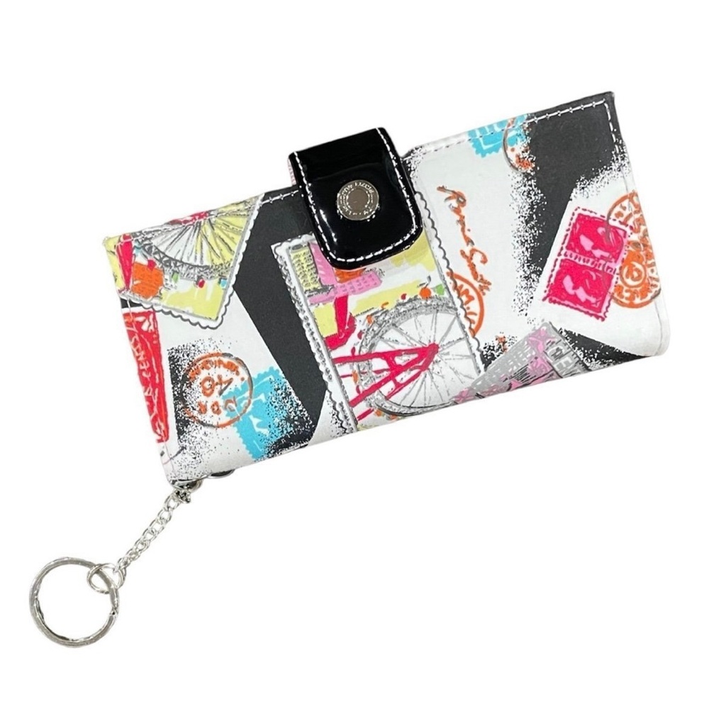 LIZ CLAIBORNE Stamp Travel Wallet Keychain